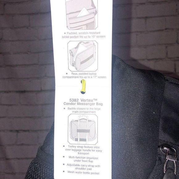 NWT Vertex UNCG Bryan School Messenger/Laptop Bag | Black | Unisex - Picture 5 of 9